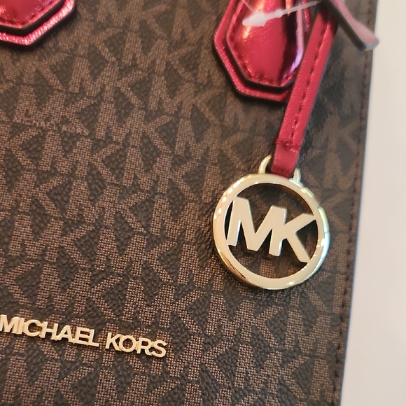 Michael Kors Mini XS Mercer Bag in Brown and Crimson Red. New With Tags! - Picture 7 of 10
